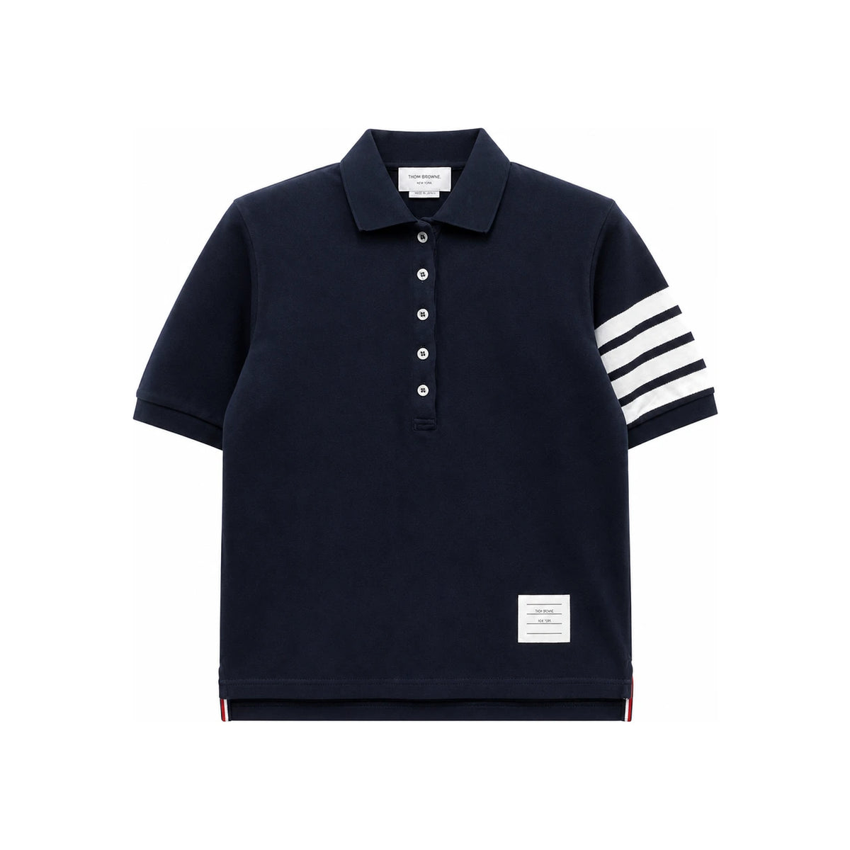 THOM BROWNE Classic 4-Bar Armband Piqué Polo T-Shirt Navy