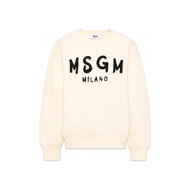 MSGM Kids Logo Print Fleece Sweatshirt Cream F6MSJUSW009 013