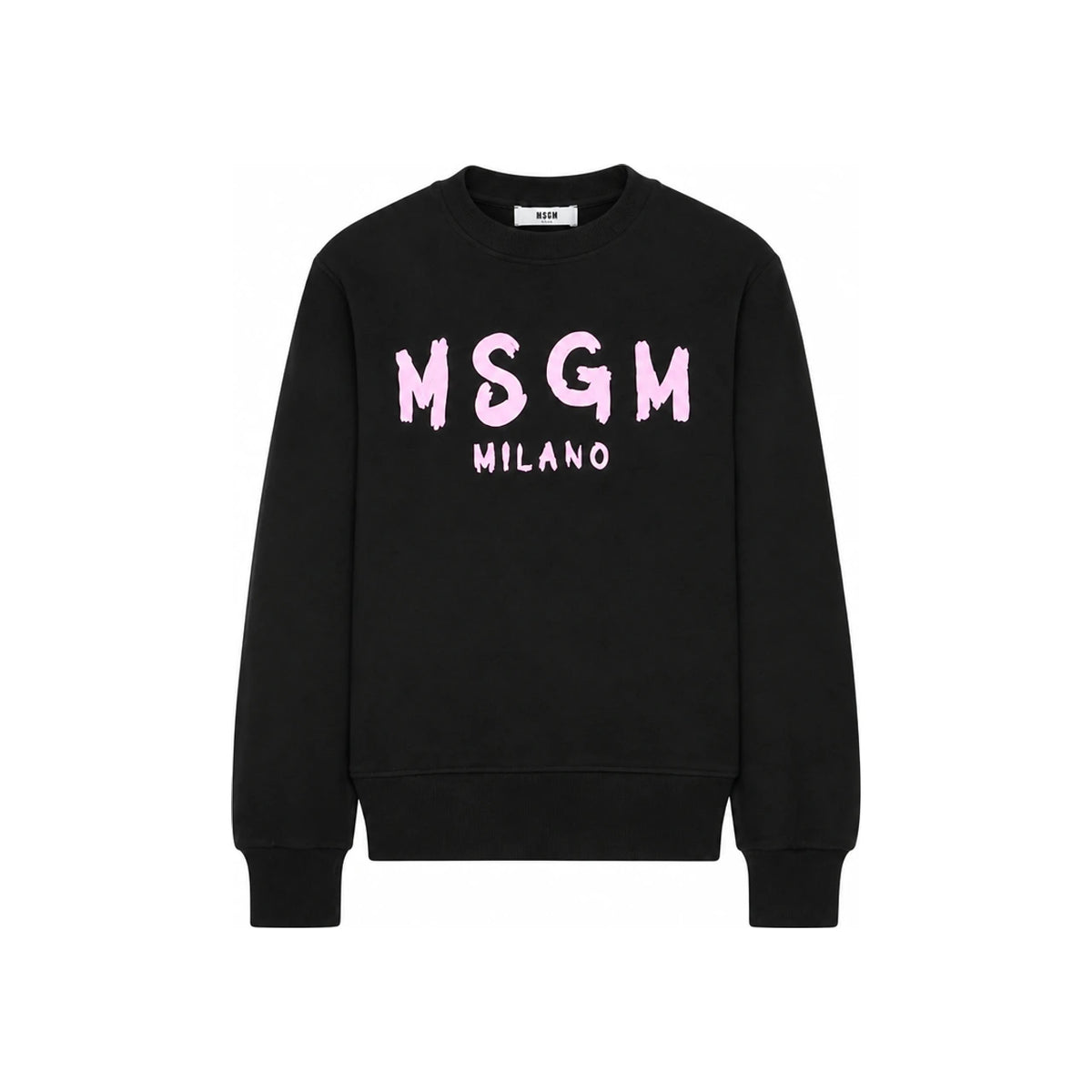 MSGM Kids Logo Print Fleece Sweatshirt Black Pink F6MSJUSW009 MS092