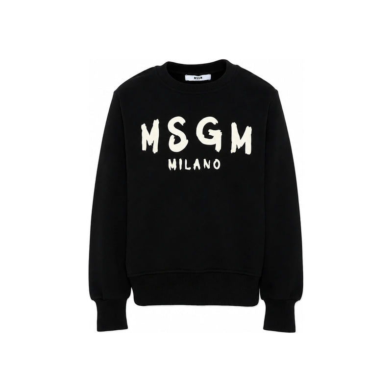 MSGM Kids Logo Print Fleece Sweatshirt Black F6MSJUSW009 110