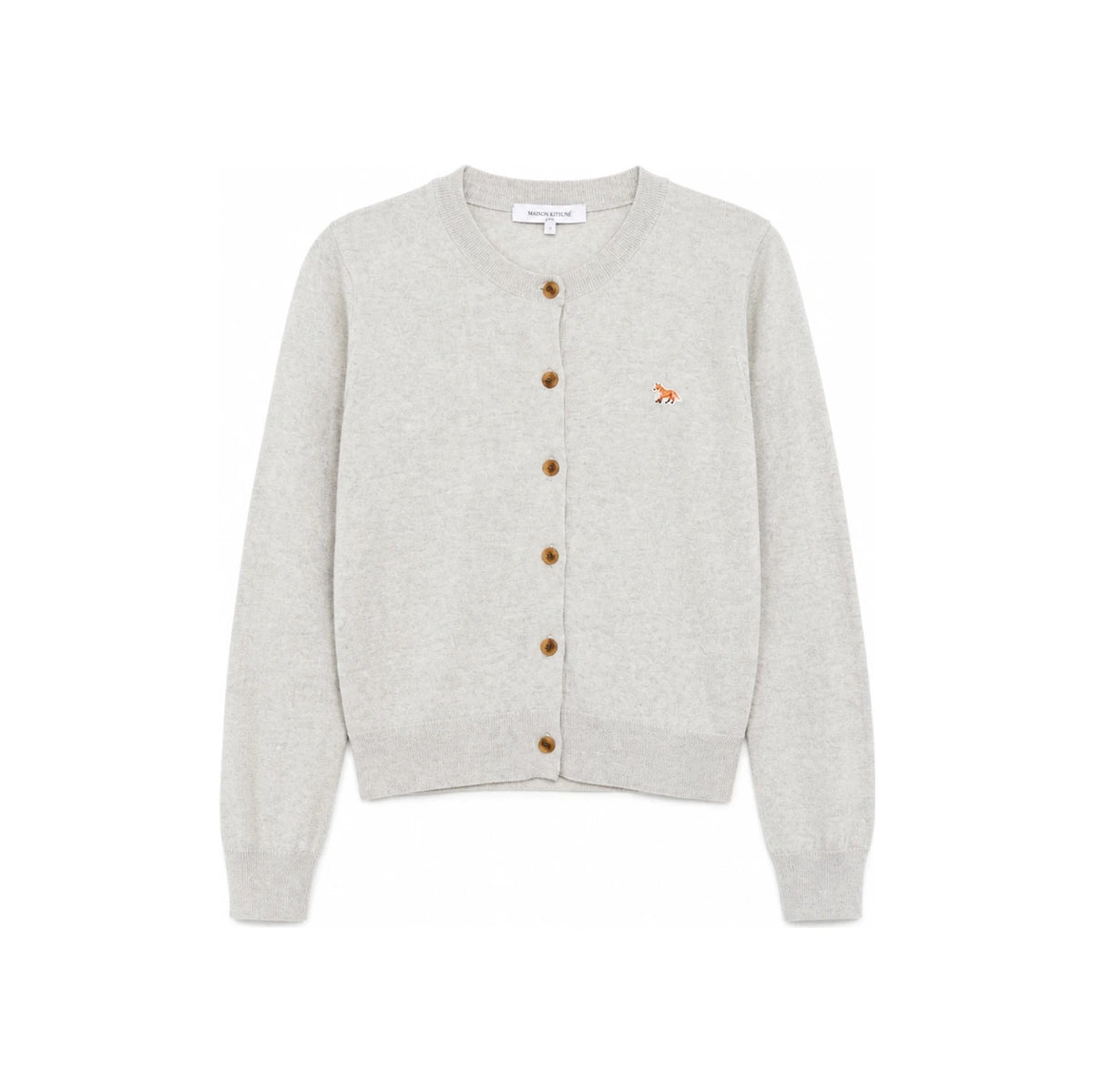 Maison Kitsune Light Gray Wool Blend Knit Cardigan