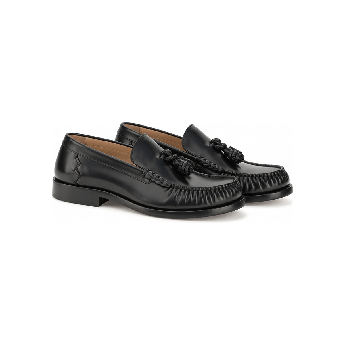 Bottega Veneta Black Leather Loafers for Men