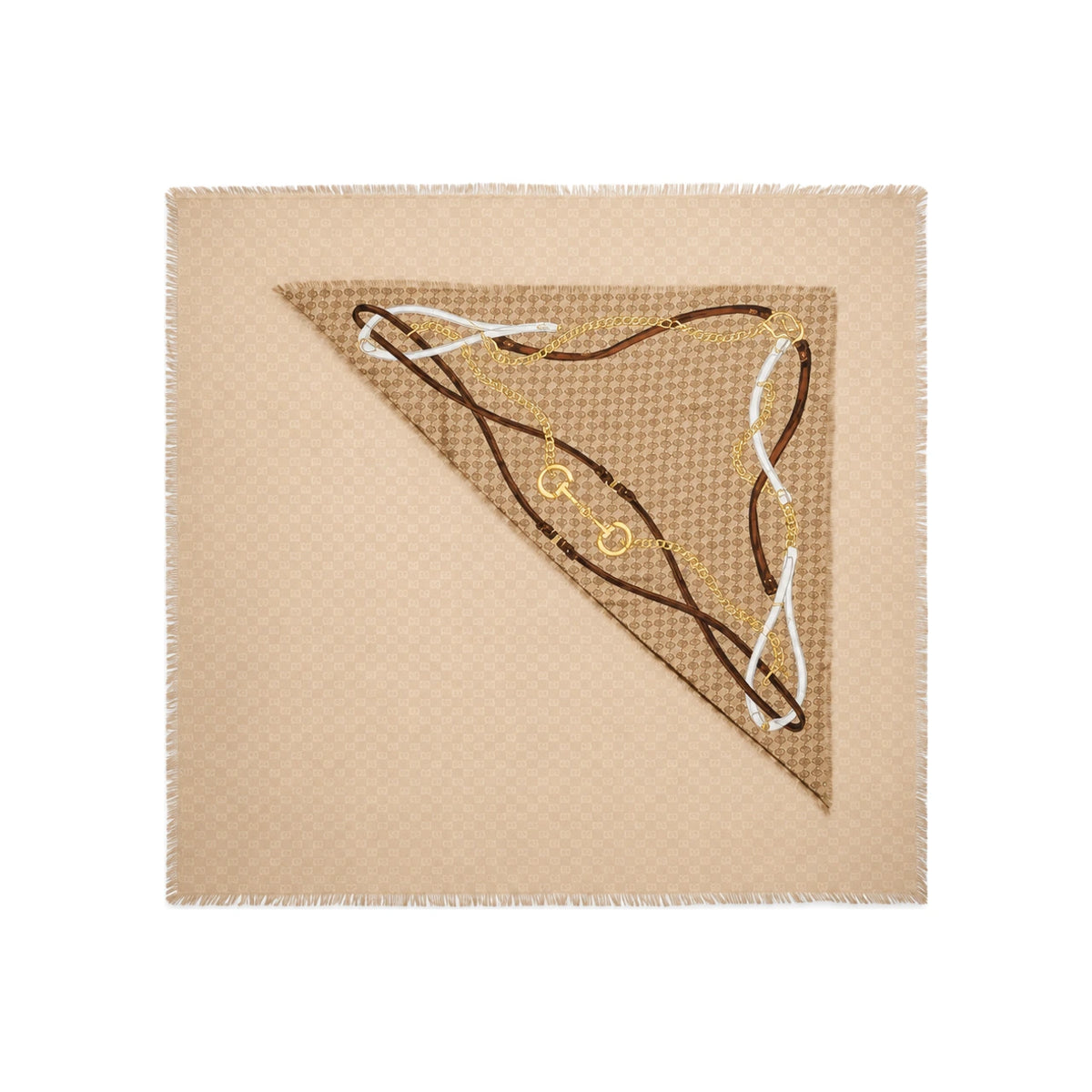 GUCCI Silk Logo Print Scarf