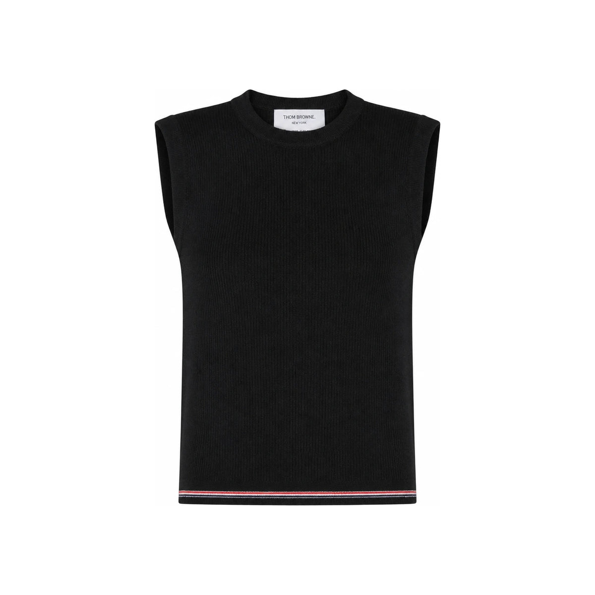 THOM BROWNE Black Wool Knit Vest