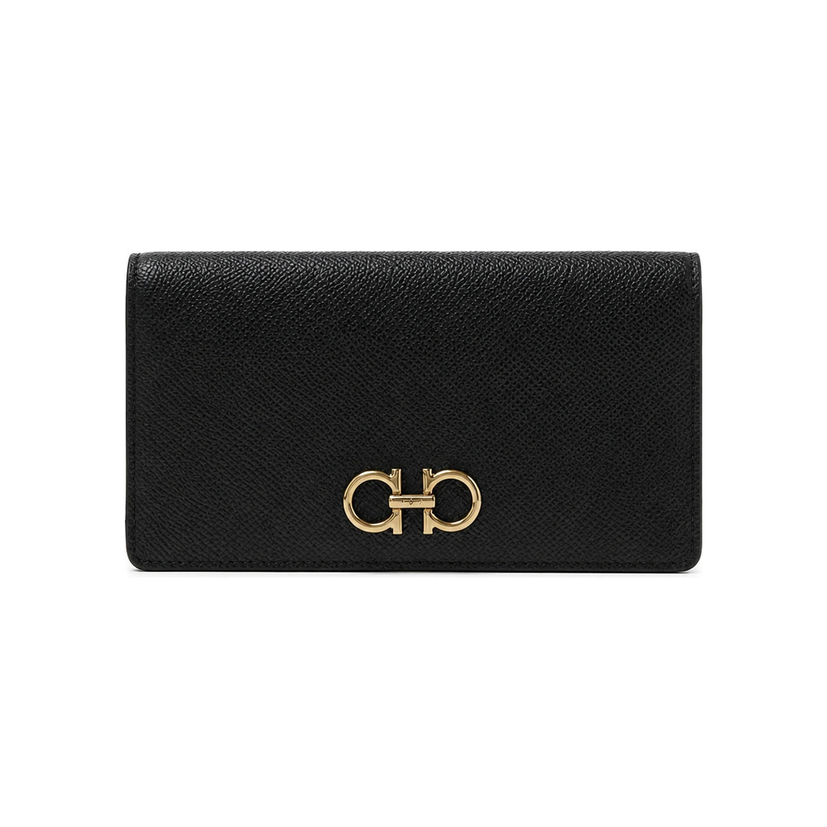 Ferragamo Gancini Leather Continental Wallet Black Women’s