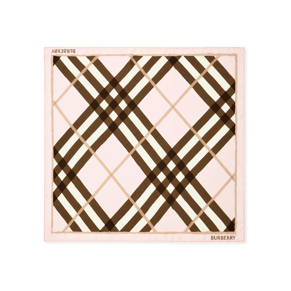 BURBERRY Watercolor Check Silk Scarf Bow Pink