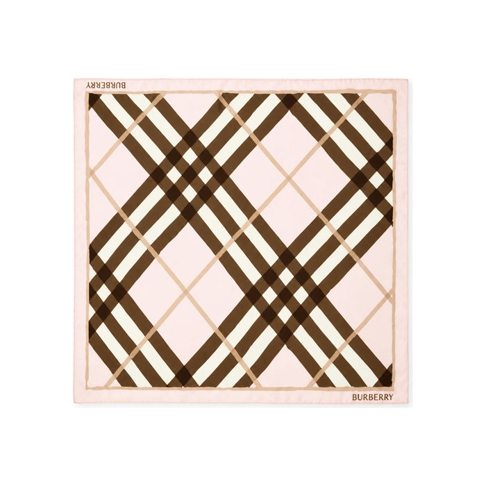 BURBERRY Watercolor Check Silk Scarf Bow Pink