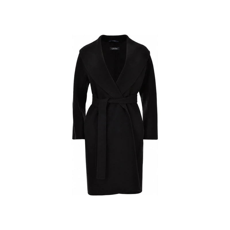 Max Mara Black Belted Wool Coat 2629016061 013