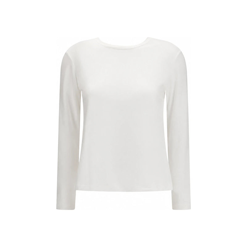 Max Mara Logo Embroidered White Cotton T-Shirt 262997 6021
