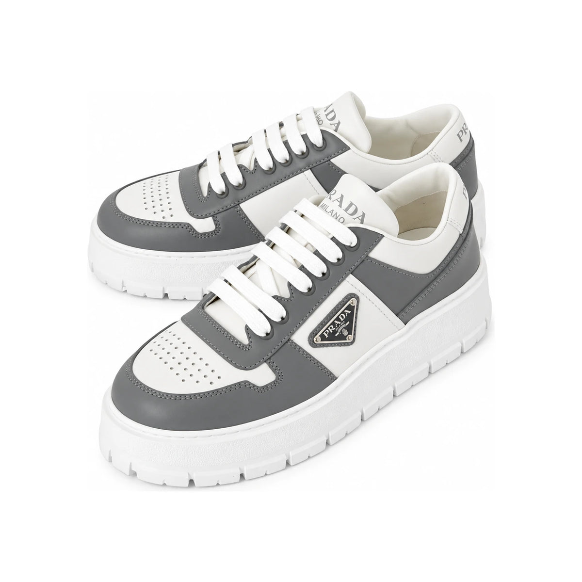 PRADA Black Leather Low-Top Sneakers for Men