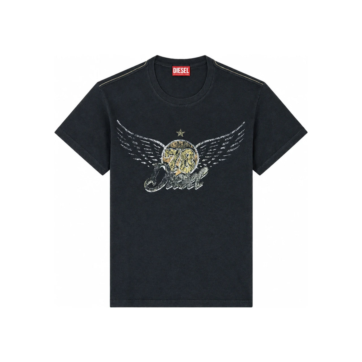 DIESEL Black Cotton Short Sleeve T-Shirt for Men