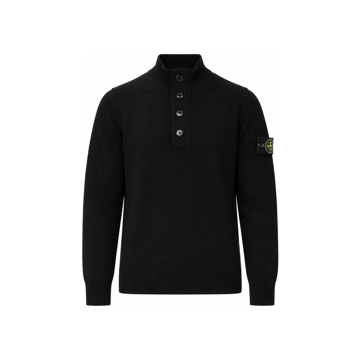 STONE ISLAND Black Wool Turtleneck Knit Sweater