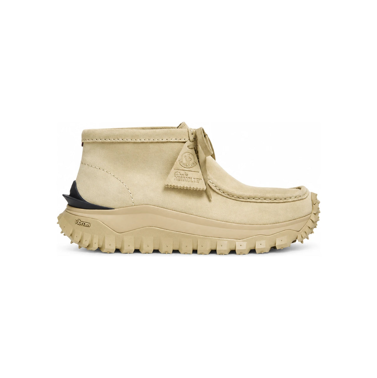 Moncler Black Leather Lace-Up Combat Boots for Men