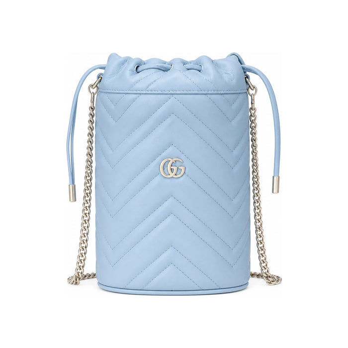 GUCCI GG Marmont Small Bucket Bag Light Blue Crossbody