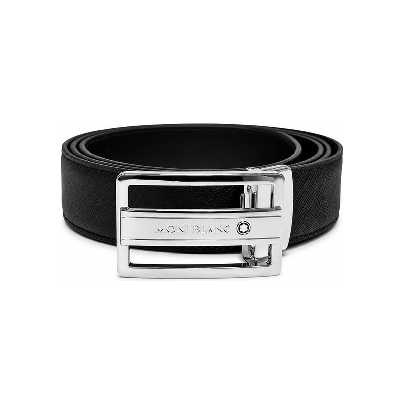 Montblanc Saffiano Reversible Black Belt with Square Buckle