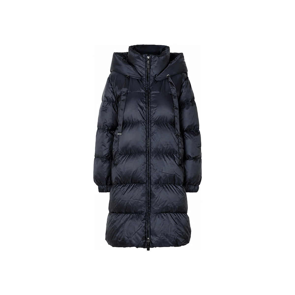Max Mara Midnight Blue Hooded Goose Down Long Jacket MTCMARTE 008