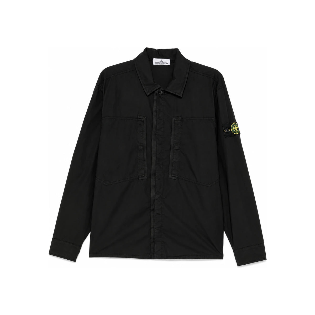 STONE ISLAND Black Long Sleeve Shirt Men’s Cotton Button-Up