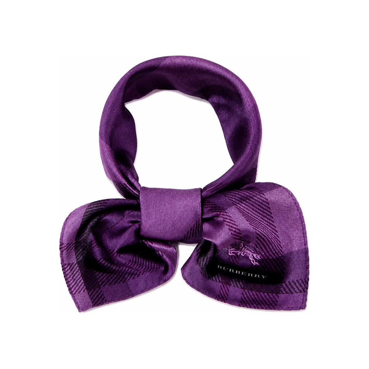 BURBERRY Purple Nova Check Handkerchief Petite Scarf Unisex