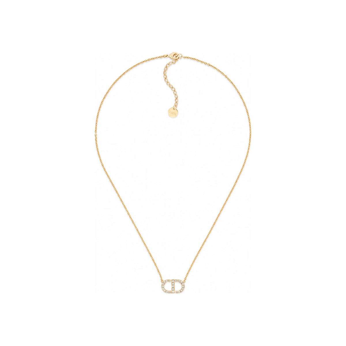 DIOR Petit CD Necklace Gold-Finish Metal with Silver-Tone Crystals