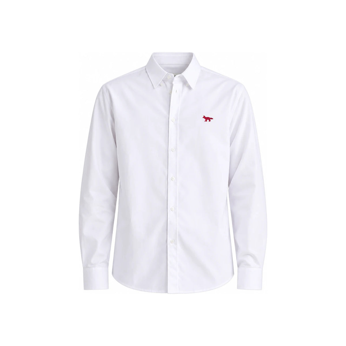 Maison Kitsune Cotton Long Sleeve Button-Up Shirt for Men White