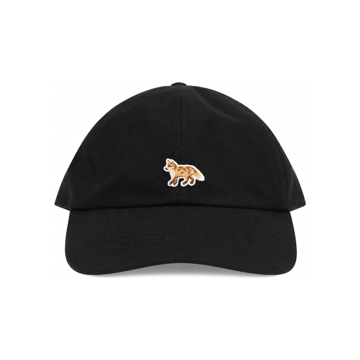 Maison Kitsune Black Cotton Logo Baseball Cap