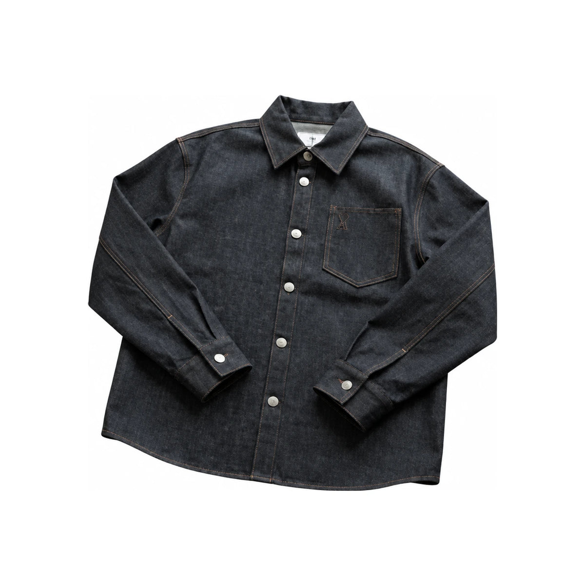 AMI Women’s Cotton Button-Down Shirt UJK918 DE0129 402 INDIGO DOM