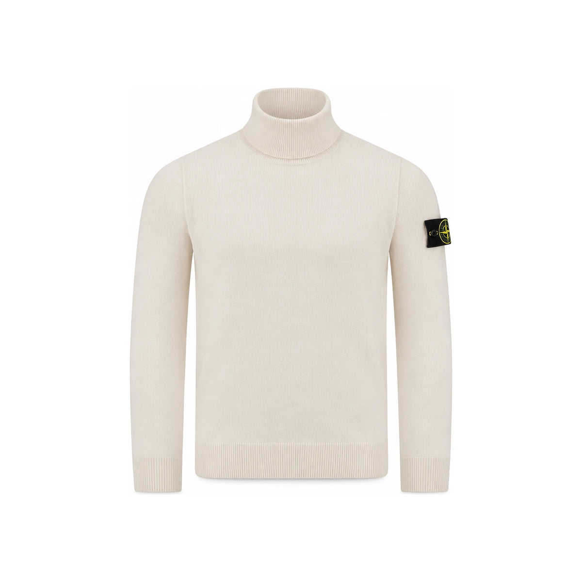 STONE ISLAND Logo Patch Wool Turtleneck Sweater Men Black