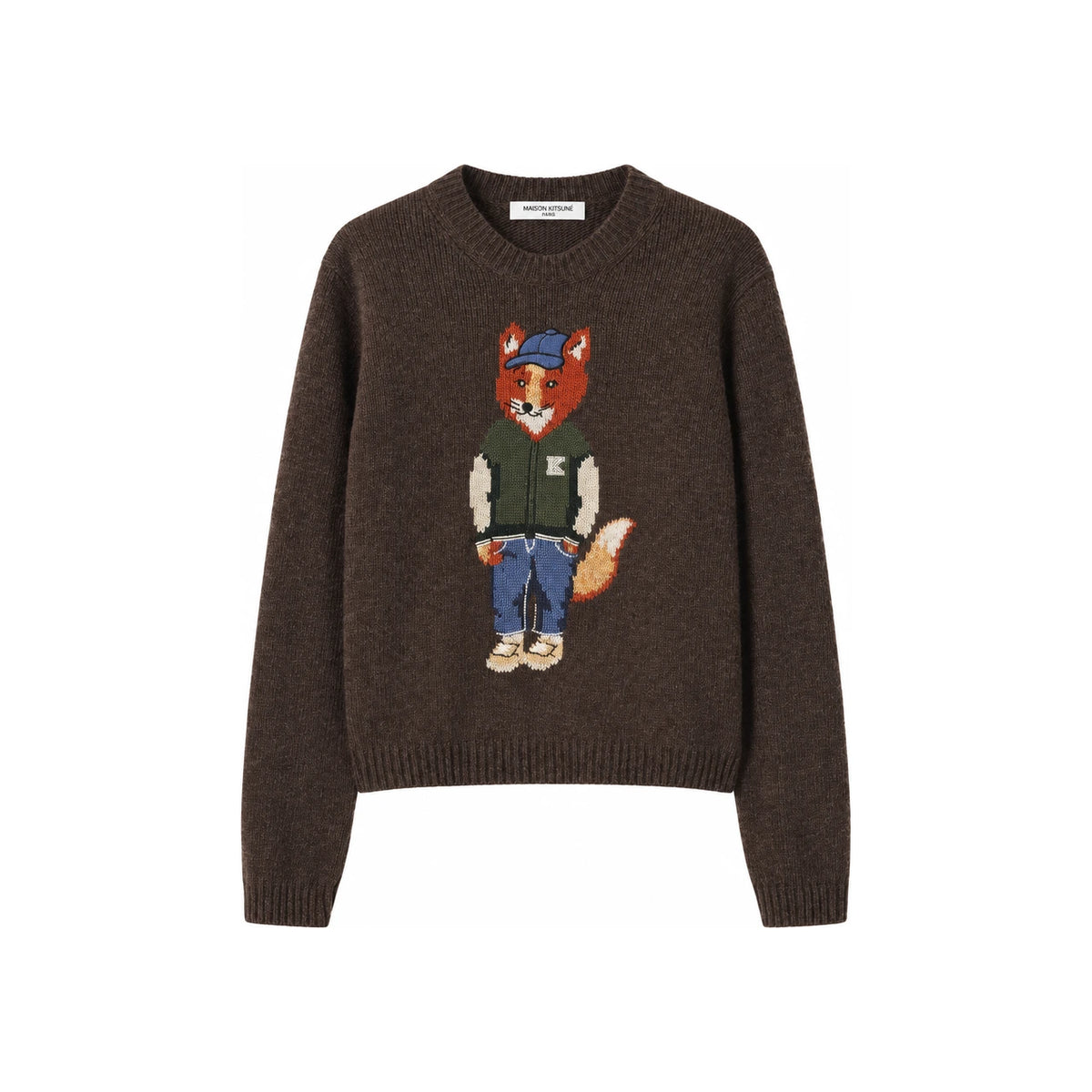 Maison Kitsune Wool Blend Crewneck Knit Sweater Women’s