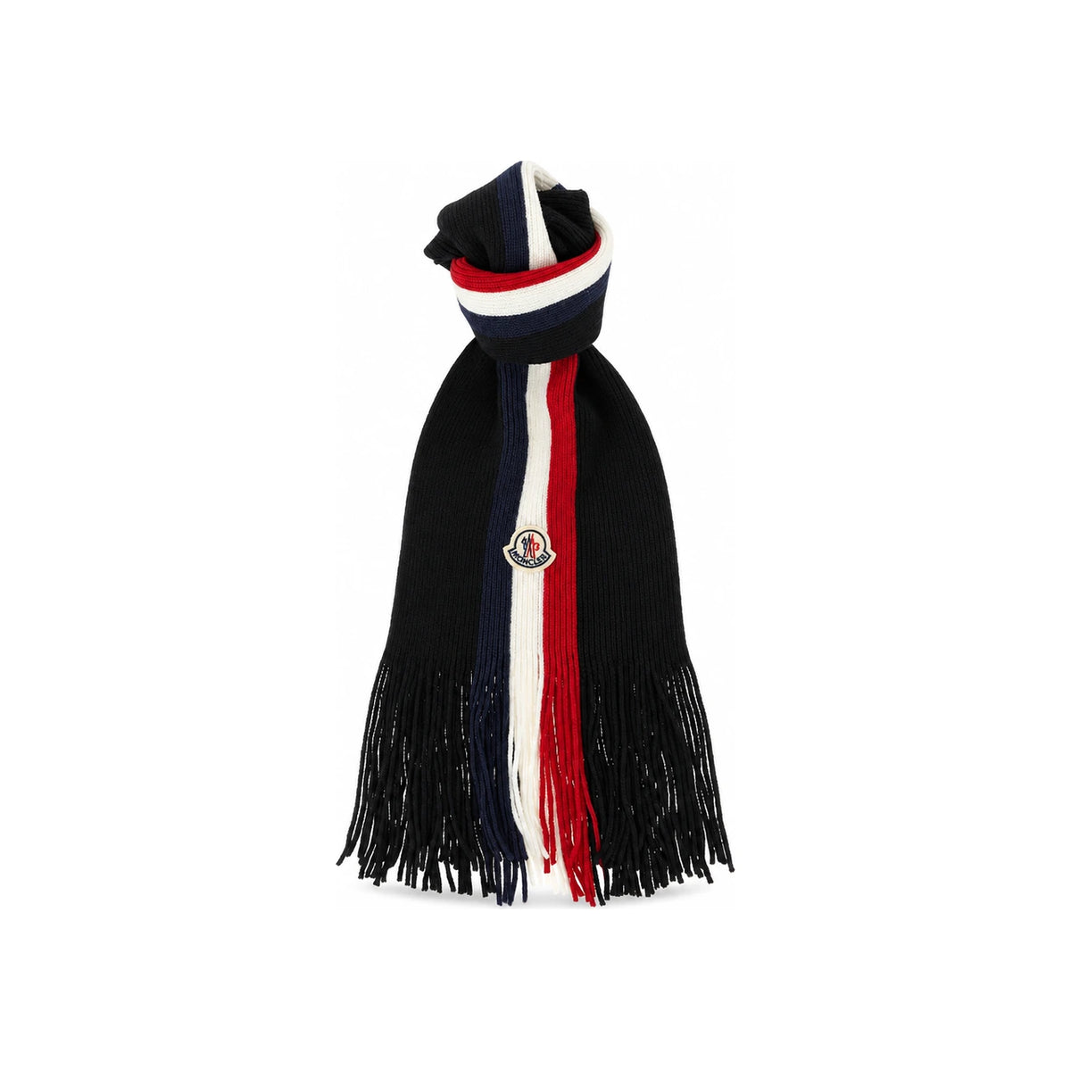 Moncler Black Wool Knit Scarf