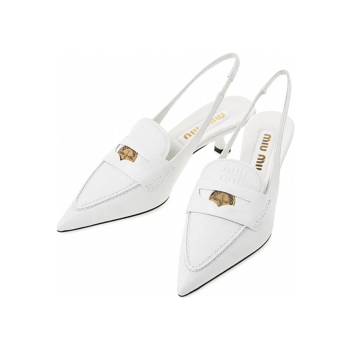 Miu Miu Black Leather Slingback Pumps