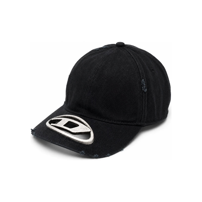 DIESEL Metal Oval D Plaque Baseball Cap Black Men’s