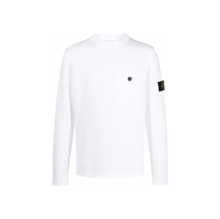 STONE ISLAND Cotton Waffle Knit Crewneck Sweater White
