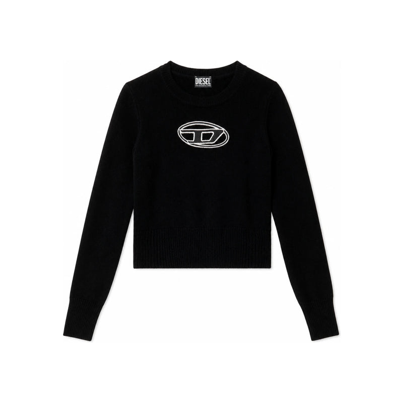 DIESEL MAreesa Cutout Logo Cropped Round Neck Knit Sweater A06712 0KCAE 9XX