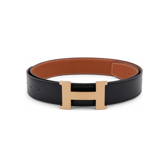 HERMES Reversible Leather Belt 38mm H Buckle Matte Gold