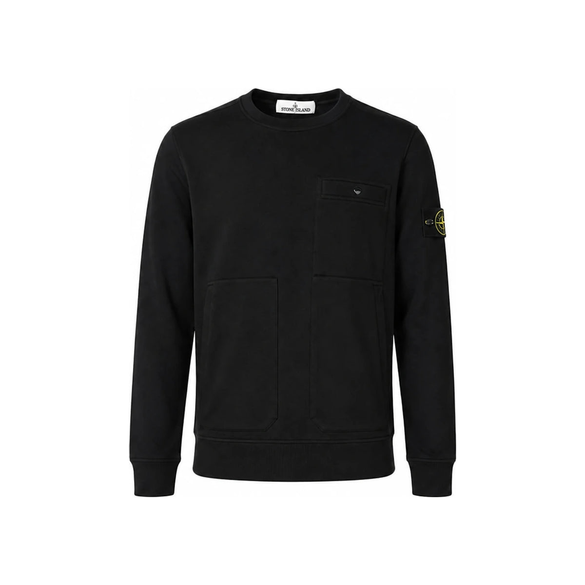 STONE ISLAND Black 15th Anniversary Patch 3-Pocket Crewneck Sweatshirt