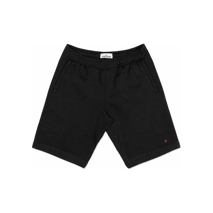 STONE ISLAND Mini Logo Embroidered Black Fleece Training Shorts