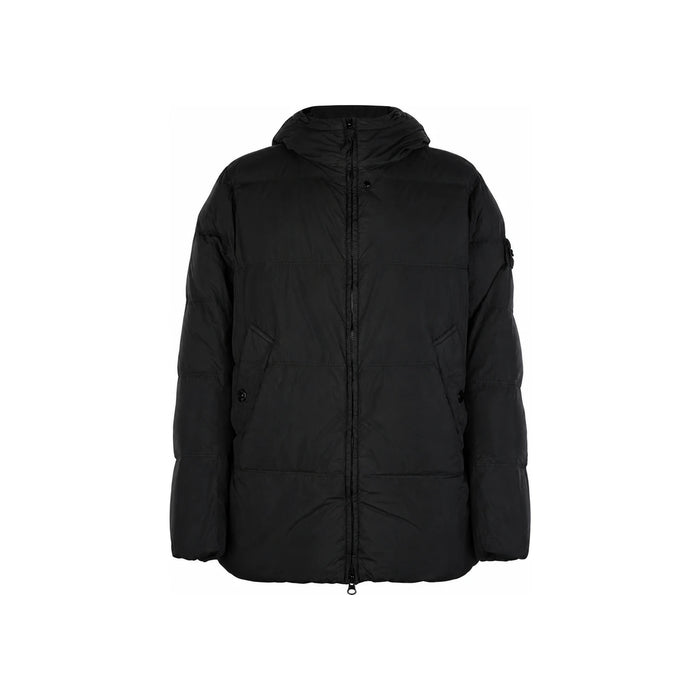 STONE ISLAND Men’s Crinkle Reps NY Hooded Down Jacket Black