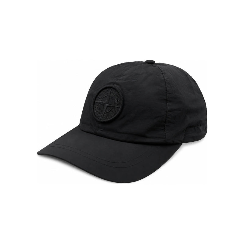 STONE ISLAND Logo Embroidered Nylon Baseball Cap Black