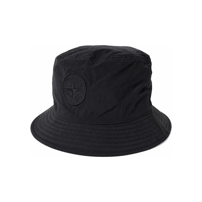 STONE ISLAND Nylon Logo Patch Bucket Hat Black