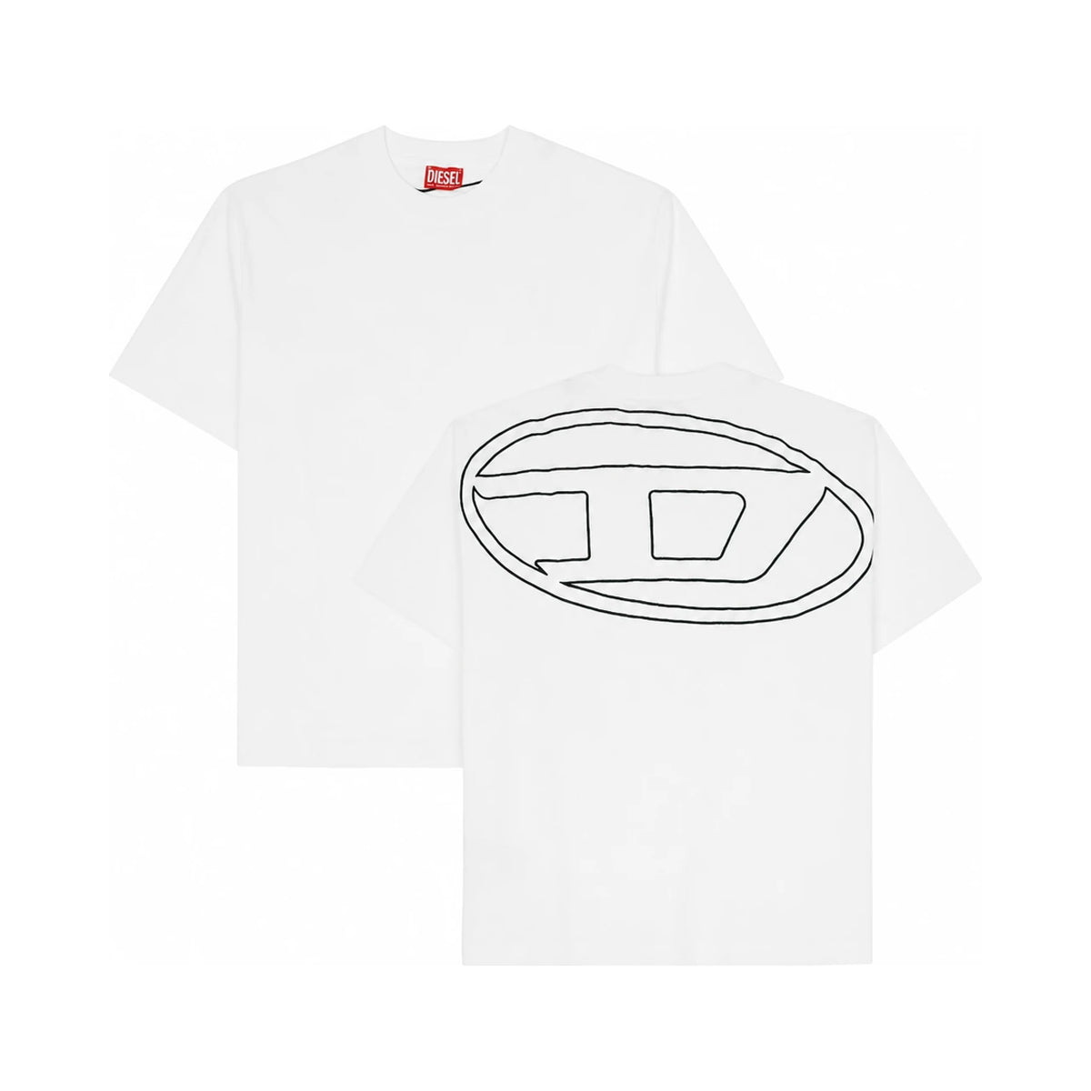 DIESEL Logo Graphic Short Sleeve T-Shirt for Men White Cotton