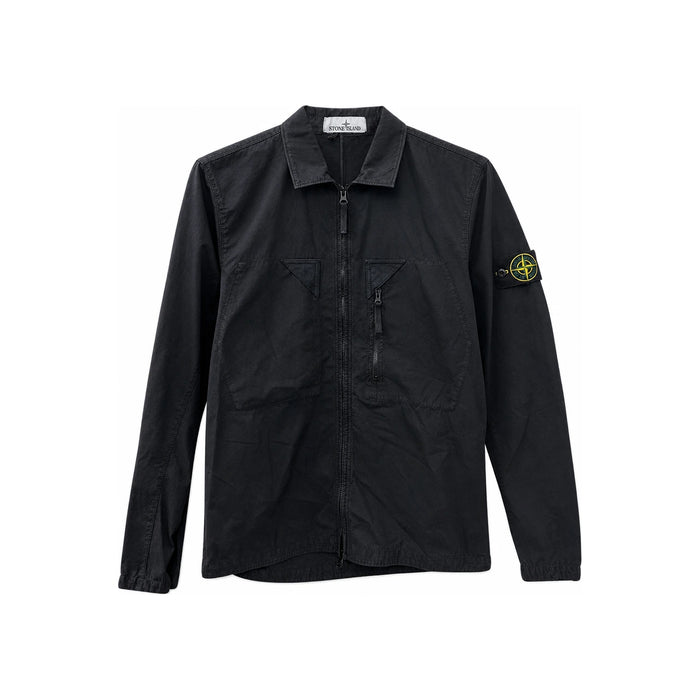 STONE ISLAND Black Woven Patch Overshirt Jacket for Men