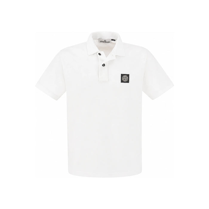 STONE ISLAND White Short Sleeve Polo Shirt