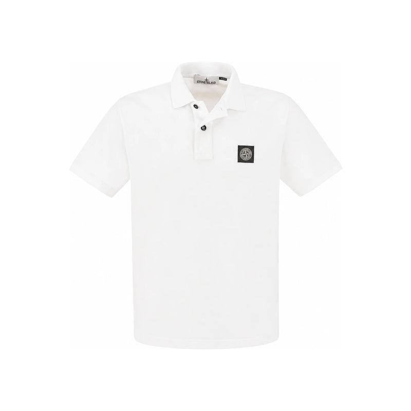 STONE ISLAND White Short Sleeve Polo Shirt