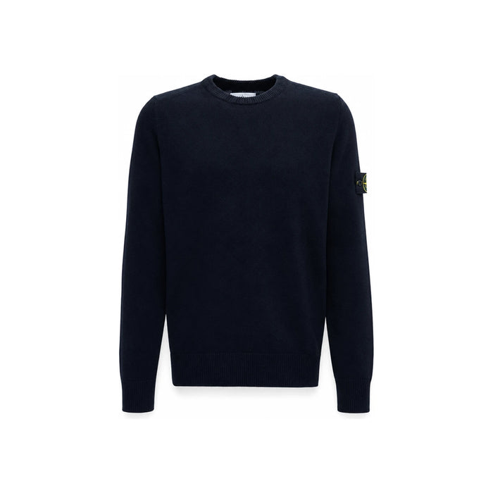 STONE ISLAND Logo Patch Wool Crewneck Sweater Black Men