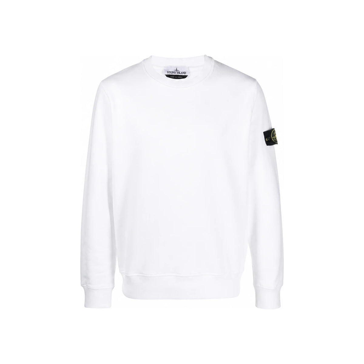 STONE ISLAND Wappen Logo Brushed Cotton Sweatshirt White Men