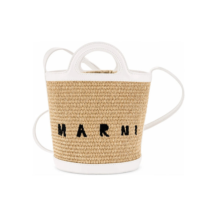 Marni Tropicalia Tote Bag Black Leather Top Handle Handbag