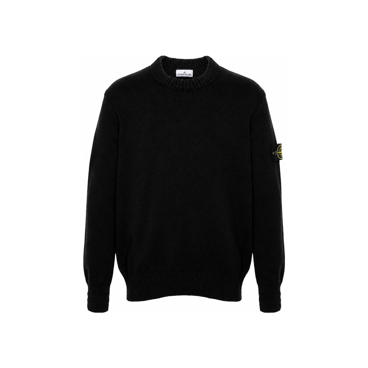 STONE ISLAND Winter Cotton Crewneck Knit Sweater Black