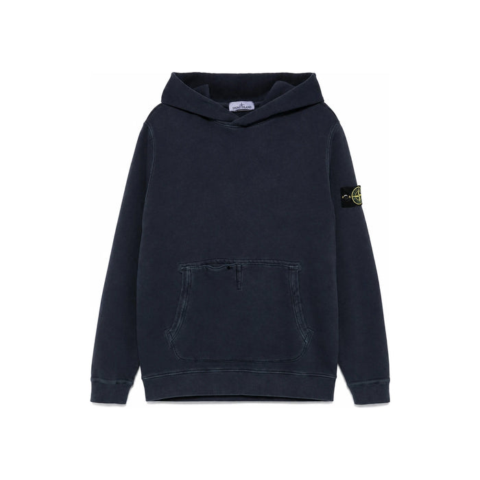 STONE ISLAND Old Effect Cotton Diagonal Fleece Hoodie Sweatshirt