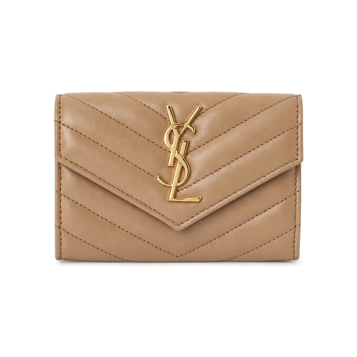 Saint Laurent Cassandra Leather Card Holder Wallet Red Unisex
