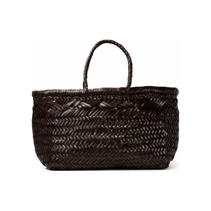 Dragon Diffusion Dark Brown Woven Leather Triple Jump Small Tote 8811R DK BROWN